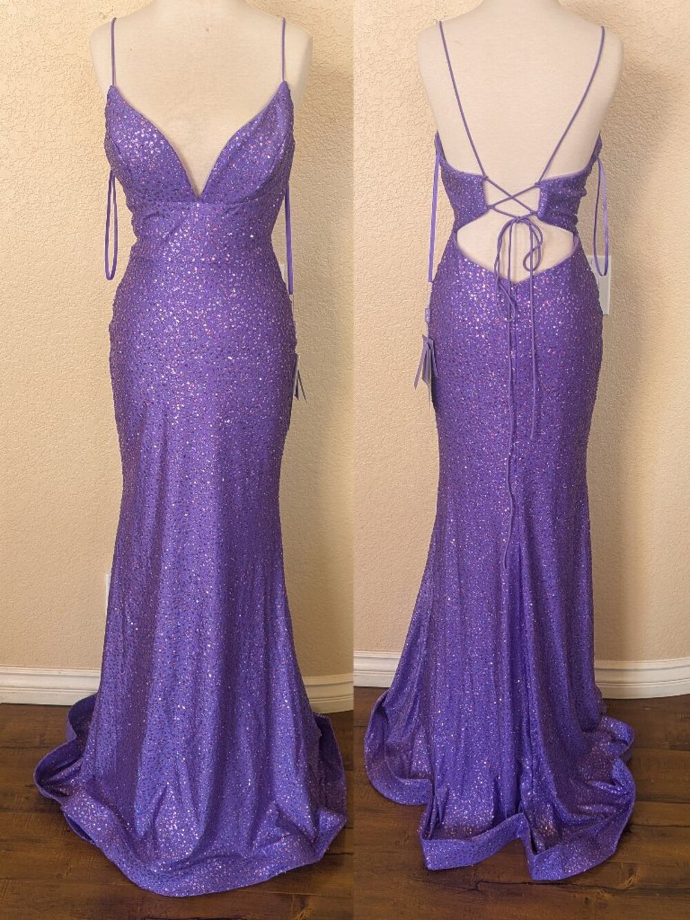Lilac Purple Sequin Glitter Formal Prom Dress 4